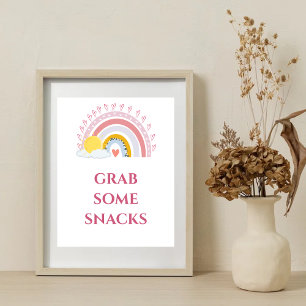 Minimal Niedlich Rainbow Sun Grab ein paar Snacks Poster