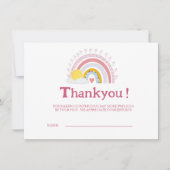 Minimal Niedlich Rainbow Sun Pink Baby Danke (Vorderseite)
