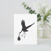 Minimal Niedlich Stork Unisex Kinderdusche Einladu Postkarte (Stehend Vorderseite)