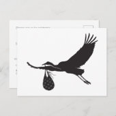 Minimal Niedlich Stork Unisex Kinderdusche Einladu Postkarte (Vorne/Hinten)