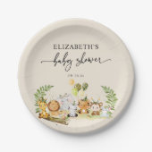 Minimal Niedliche Jungle Animals Kinderdusche Pappteller (Vorderseite)