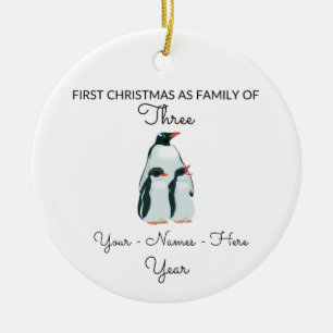 Minimal Niedliche Weihnachten als Familie von drei Keramik Ornament