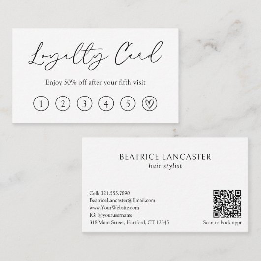 Minimal Niedlicher QR Code Modernes Elegantes Treuekarte (Vorne/Hinten)