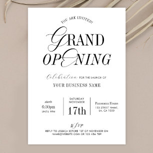 Minimal Nostalgie Elegante Business Grand Opening Einladung