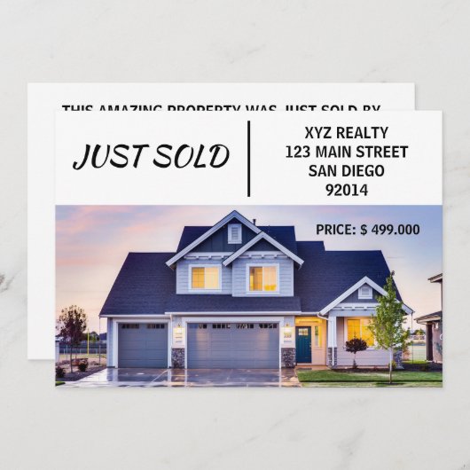 Minimal nur verkauftes Real Anwesen Marketing Ankündigung (Vorne/Hinten)