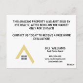 Minimal nur verkauftes Real Anwesen Marketing Postkarte (Rückseite)