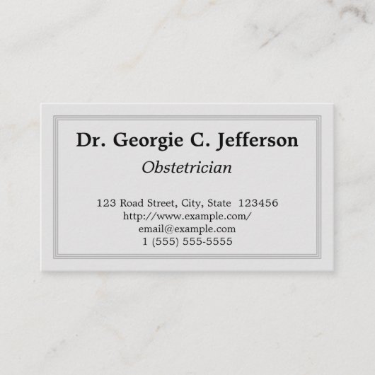 Minimal Obstetrician Business Card Visitenkarte (Vorderseite)