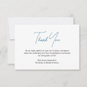 Minimal ocean blue Traditional Sympathy Funeral Dankeskarte (Vorderseite)