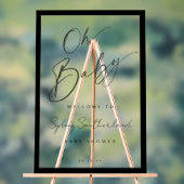 Minimal Oh Baby Black Brush Script Baby Dusche Acrylschild (Neutral)