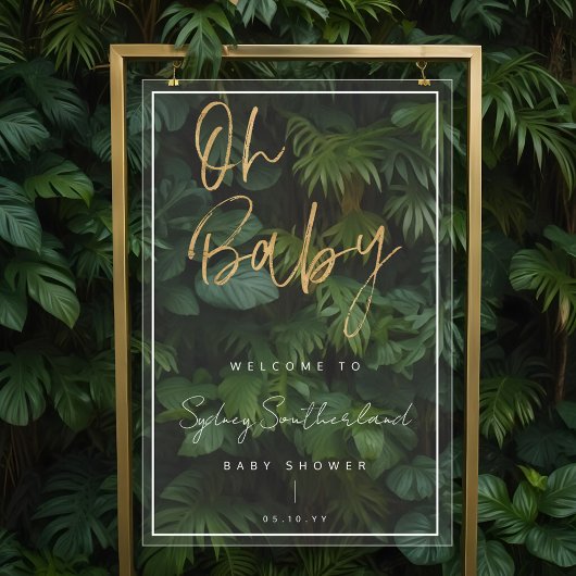 Minimal Oh Baby Gold Brush Script Baby Dusche Acrylschild