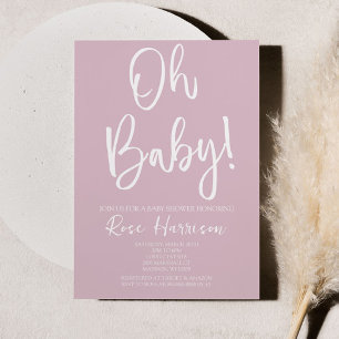 Minimal Oh Baby! Pink Baby Girl Babydusche Einladung