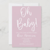 Minimal Oh Baby! Pink Baby Girl Babydusche Einladung (Vorderseite)