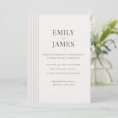 Minimal Old Money Brown Stripe and Ivory Wedding  Einladung (Stehend Vorderseite)