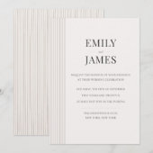 Minimal Old Money Brown Stripe and Ivory Wedding  Einladung (Vorne/Hinten)