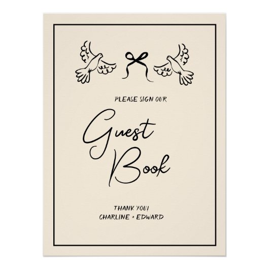 Minimal Olive and Blush Wedding Guestbook Poster (Vorderseite)