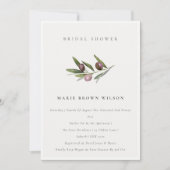 Minimal Olive Branch Foliage Brautparty laden Dankeskarte (Vorderseite)