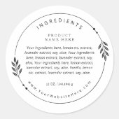 Minimal Olive Branch Wreath Ingredients Label Runder Aufkleber (Vorderseite)