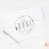 Minimal Olive Branch Wreath Ingredients Label Runder Aufkleber (Umschlag)