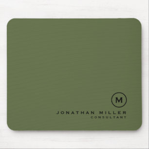Minimal Olive Classic Monogramm Mousepad