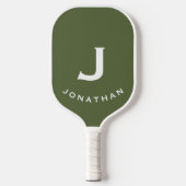 Minimal Olive Green Classic Monogramm Pickleball Schläger (Vorderseite)