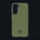 Minimal Olive Green Classic Monogramm Samsung Galaxy Hülle<br><div class="desc">Modernes klassisches Monogramm-Blockdesign mit Olivgrün und Schwarz-Monogramm-Medaillon.</div>