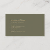 Minimal Olive Green Gold Script Visitenkarte (Rückseite)