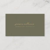 Minimal Olive Green Gold Script Visitenkarte (Vorderseite)