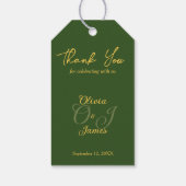 Minimal Olive Green und Gold Wedding Vielen Dank Geschenkanhänger (Rückseite)