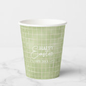 Minimal Olive Green Watercolor Kariert Ostern Pappbecher (Vorderseite)