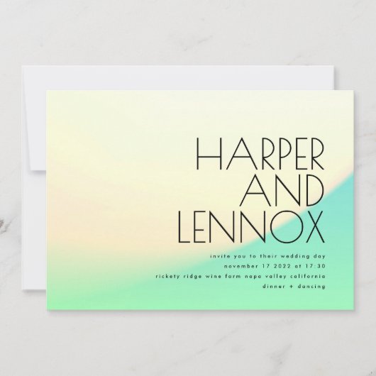 Minimal Ombre Gradient Gelb Grün tropisch Einladung (Vorderseite)