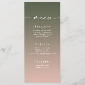 Minimal Ombre Hunter Green & Pink Wedding Menükarte (Vorderseite)