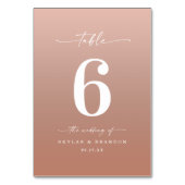 Minimal Ombre Terracotta & Blush Pink Wedding Tischnummer (Rückseite)