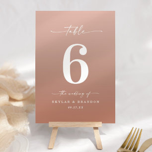 Minimal Ombre Terracotta & Blush Pink Wedding Tischnummer