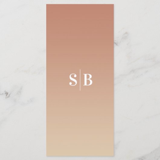 Minimal Ombre Yellow Gold & Terra Cotta Wedding Menükarte (Rückseite)
