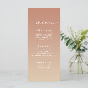Minimal Ombre Yellow Gold & Terra Cotta Wedding Menükarte