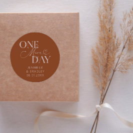 Minimal One day Wedding Probe Terracotta Runder Aufkleber