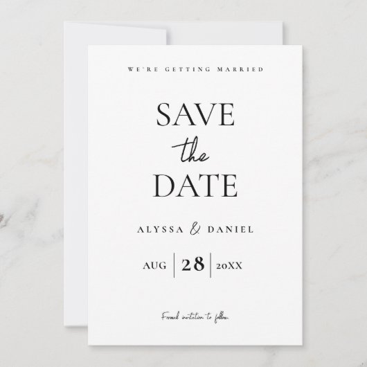 Minimal One Photo Modern QR code wedding website Save The Date (Vorderseite)