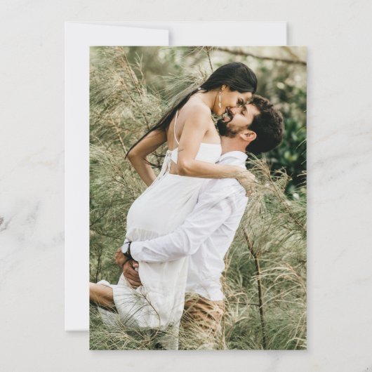 Minimal One Photo Modern QR code wedding website Save The Date (Rückseite)