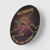 Minimal One-Stroke Mountain Ridge (NO NUMBERS) Runde Wanduhr (Winkel)