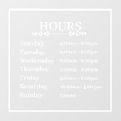 Minimal Opening Hours Transparent Window Cling  Fensteraufkleber (Blatt)