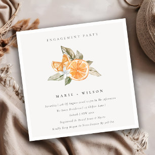 Minimal Orange Boho Botanische Verlobung laden ein Dankeskarte