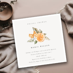 Minimal Orange Boho Botanisches Brautparty Einladu Dankeskarte