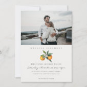 Minimal Orange Botanical Boho Foto Hochzeit Einlad Dankeskarte (Vorderseite)
