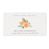 Minimal Orange Botanical Boho Liebe Dank Adresse (Vorne)