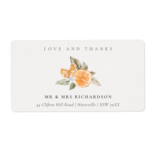 Minimal Orange Botanical Boho Liebe Dank Adresse (Vorne)