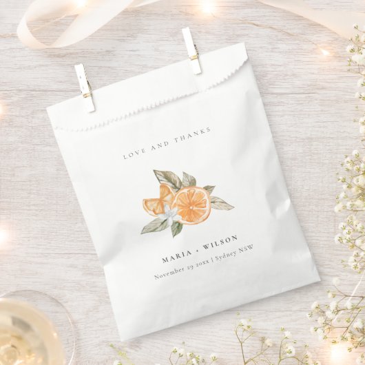 Minimal Orange Botanical Boho Liebe Dank Hochzeit Geschenktütchen (Ausgeschnitten)