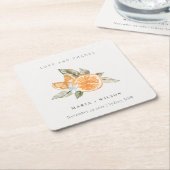 Minimal Orange Botanical Boho Liebe Dank Hochzeit Rechteckiger Pappuntersetzer (angewinkelt)