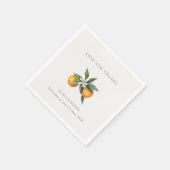 Minimal Orange Botanical Boho Liebe Dank Hochzeit Serviette (Ecke)