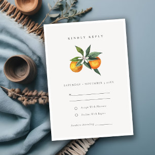 Minimal Orange Botanical Boho Wedding RSVP Begleitkarte