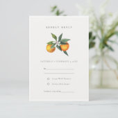 Minimal Orange Botanical Boho Wedding RSVP Begleitkarte (Stehend Vorderseite)